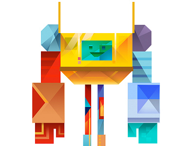 Suit Up! 8bit bot character design game illustration