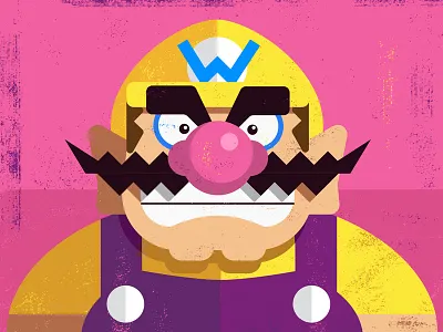 Wario 100days alan defibaugh game art illustration mario nintendo texture vector video games wario warioware