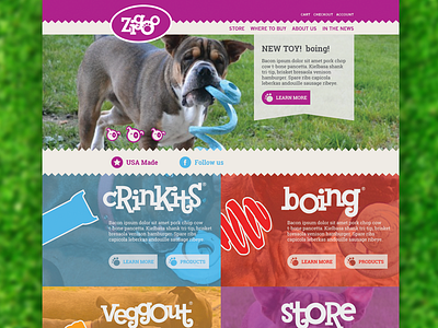 Zigoo Site dog toys dogs layout pets responsive website zigoo