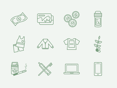 Sage Icons cards clothes coins devices icons money