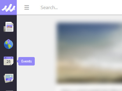 Nobly left navigation header icon menu nav navigation purple