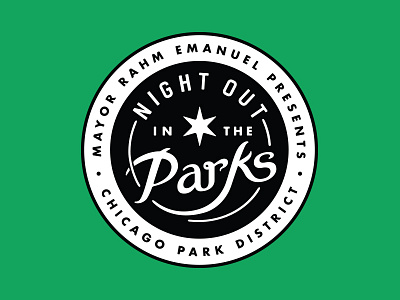 Night Out in the Parks 2014 Logo chicago lettering logo night night out in the parks park seal star typography