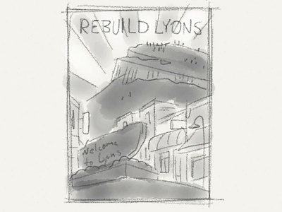 Lyons Rough Sketch illustration ipad mountain rough sketch town