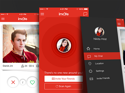 iMate iOS App app dating ios tinder ui