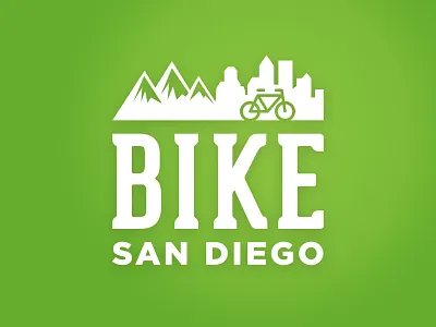Bike The San Diego Region bike branding city clean exercise fun green icon logo logotype mountain san diego