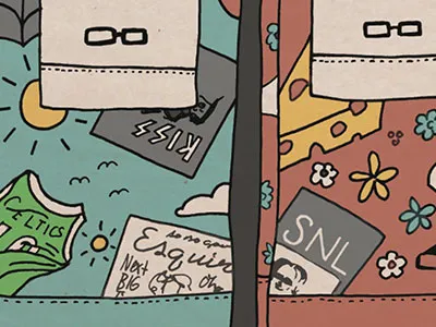 Chuck & Tina collage editorial illustration