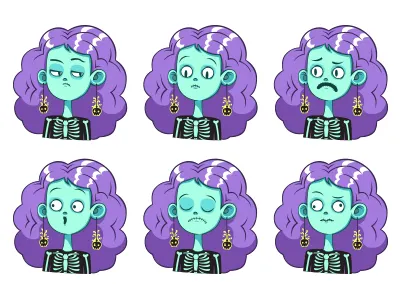 Character Facial Expressions#1 character face facial expression girl illustration pictoplasma skeleton