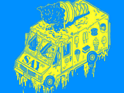 ice cream truck illustration - Final candy cartoon color cone digital food ice cream isometric say sweets truck vector