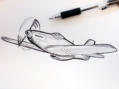 P-51 mustang hand drawn p 51 pen plane sketch