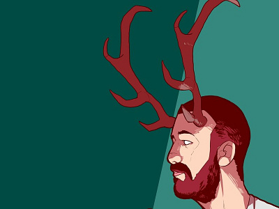 Horns art beard draw guy horns man