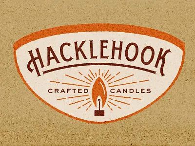 Hacklehook Candle Co. | Logo 2 candle crafted flame hook light burst nautical retro texture vintage
