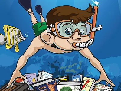 Dive Into Reading adobe banner books cartoon dive into reading illustration illustrator preschool reading school