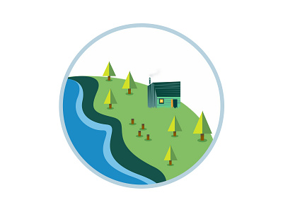 Harmony badge flat flat design forest icon illustration lake nature river