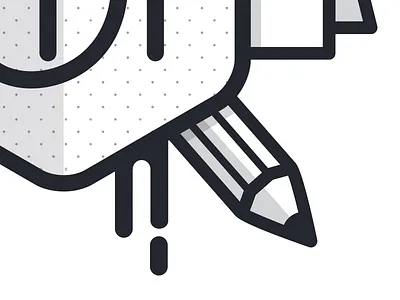 Something in the works dots drips flat halftone icon logo paint pencil shadows simple