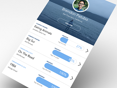 Social Reading App Concept ebook ebook reader profile progress reader reading social