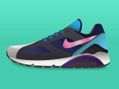 Nike Trainer Illustration black blue branding drawing flat green illustration pink shoe trainer vector