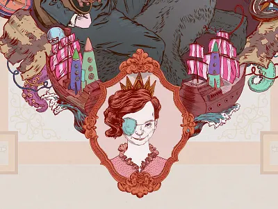 Dribble compass crown eyepatch frame map maps rocket rockets royalty ship ships tentacles