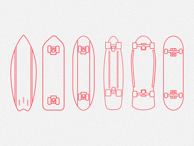 The Evolution of Skateboarding evolution icons line drawing rad skateboarding skateboards