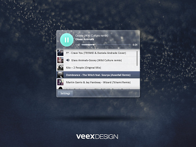 Frosted glass music player frosted glass glass interface modern music music player player ui