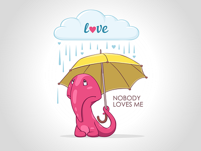 Unconditional Love character cloud cute design emotion illustration love pink proboscis rain umbrella vector