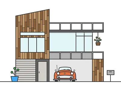 SoCal Mid Century Modern california car dwell house icon illustration los angeles mid century modern modern plants socal triumph
