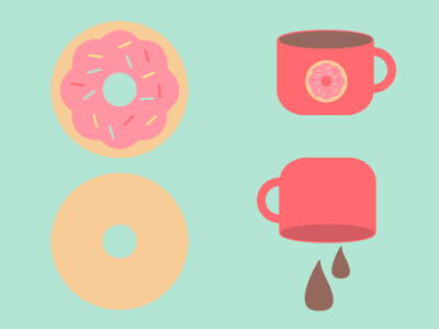 Donut & Coffee Flip backface visibility breakfast coffee coffee cup css cup donuts flip html