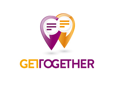 Get Together Logo chat chatting connect connection get together logo logotype place pointer place pointers text texting vector