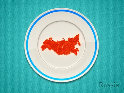 From russia with love 3d caviar country food illustration map plate russia stereotype
