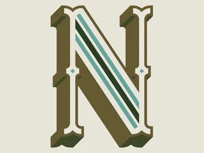 Drop Cap N decorative drop cap lettering serif shadow tuscan type typography vector