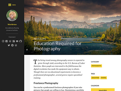 Worldview Theme beautiful black blog bold colors photography typography white wordpress theme worldview yellow