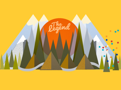 Legendary Skiing branding illustration resort ski spring