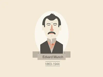 Edvard Munch artist character face flat geometric icon illustration minimal person