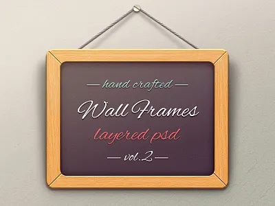 Wooden Frame frame hanging frame nail photo frame psd retro rope string texture wall wall frame wood