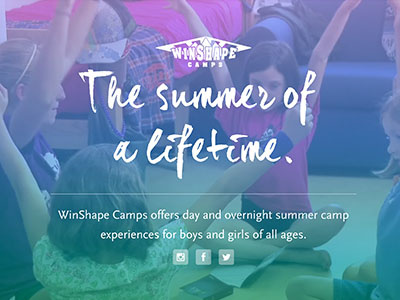 Winshape camp css gradient summer camp web design