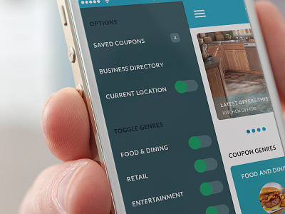 Coupons iOS app concept design ios login logo menu slidemenu ui ux
