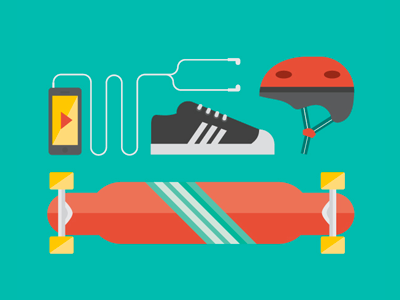 Flat Sports Illustration Pt. 2 adidas color flat google icon iphone longboard skate sport