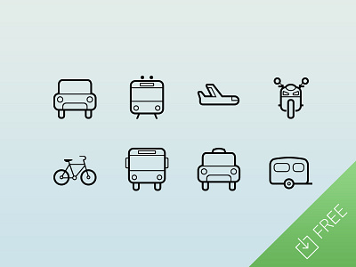 Transportation Icons flat free freebie icon icons minimal thin travel ui vector web