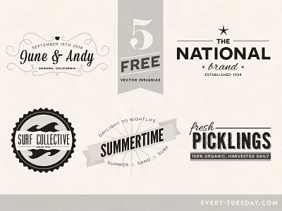 Free Vector Insignias badge badges free freebie freebies illustrator insignias retro type typography vector vintage