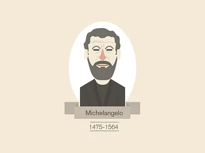 Michelangelo artist character face flat geometric icon illustration michelangelo minimal person