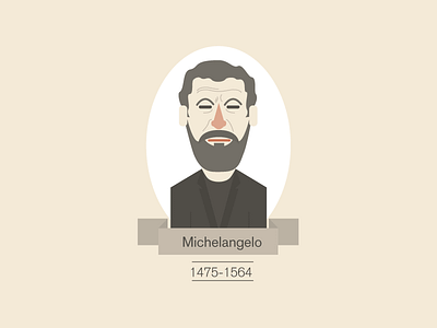 Michelangelo artist character face flat geometric icon illustration michelangelo minimal person
