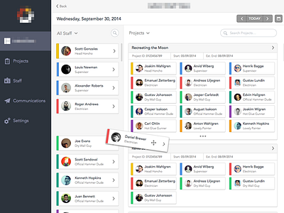 LC View cards dashboard design drag and drop grid navigation sidebar ui