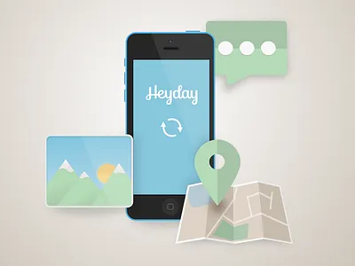 Heyday 1.2 flat heyday icons illustration iphone map sync