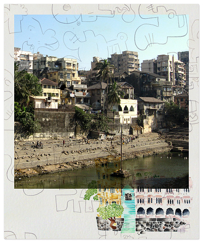 the Ganges draw drawn india narratives polaroids the ganges river travel illustration varanassi yyc art yyc illustration