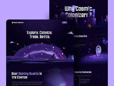 🟣 Cosmic Colonizers - NFT Landing Page Design tokenized assets ui