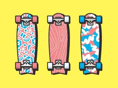 Summermobile commute commuter custom diy handmade illustration pattern red white blue sk8 skate summer yellow
