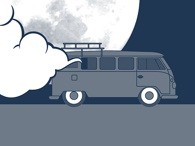 On Tour illustration kombi van poster screen print smoke wewillmultiply