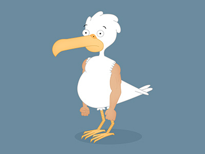 Buff Bird arms bird buff cartoon character illustration muscles seagull