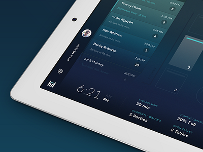 Party for 1 clean design gradient interactions ios7 ipad management reservations restaurant tablet time waitlists