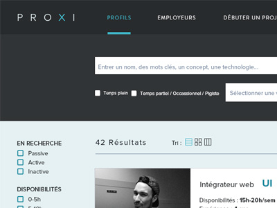 Talentlisting - Profiles blue profil proxi ui user ux wip