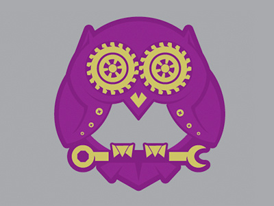 Tin Owl gears grey identity illustration logo metal owl steam punk vector yellow